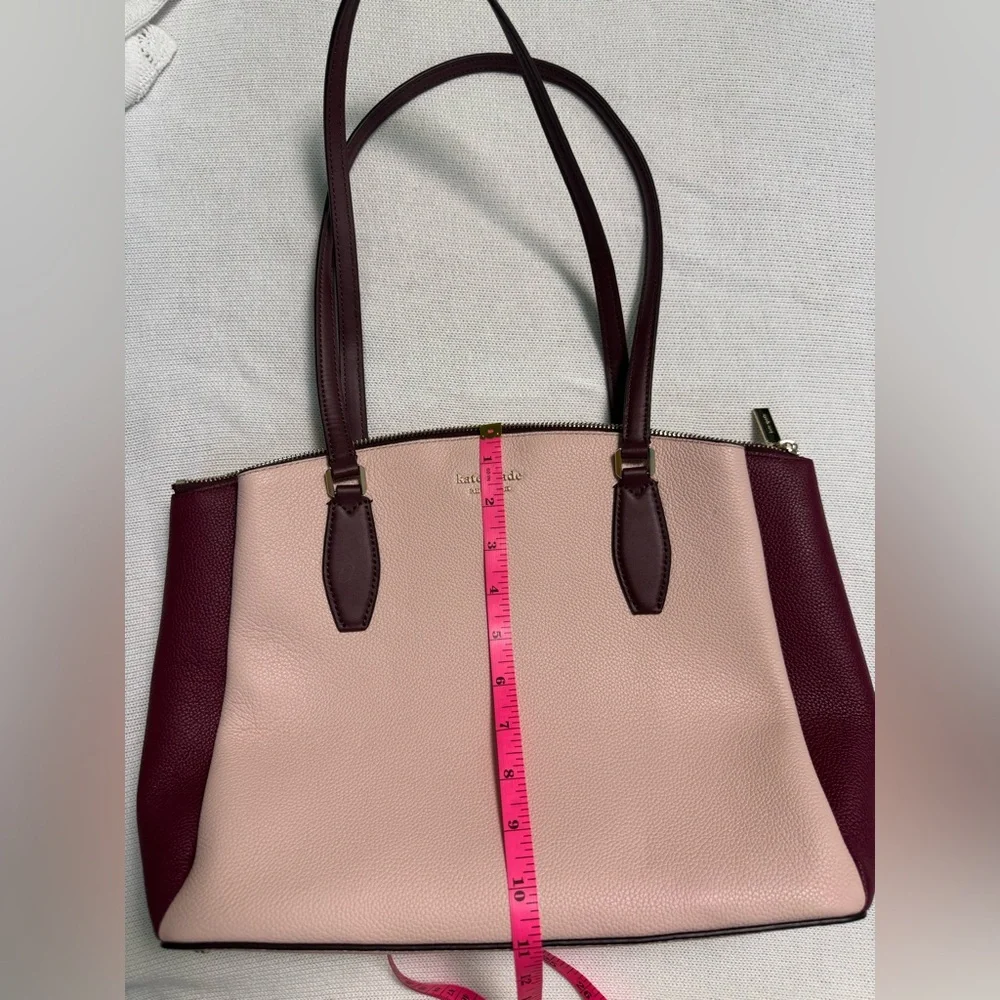 Kate Spade Monet Large Compartment Tote – Leather Pink Burgundy Shoulder Bag - Picture 17 of 17